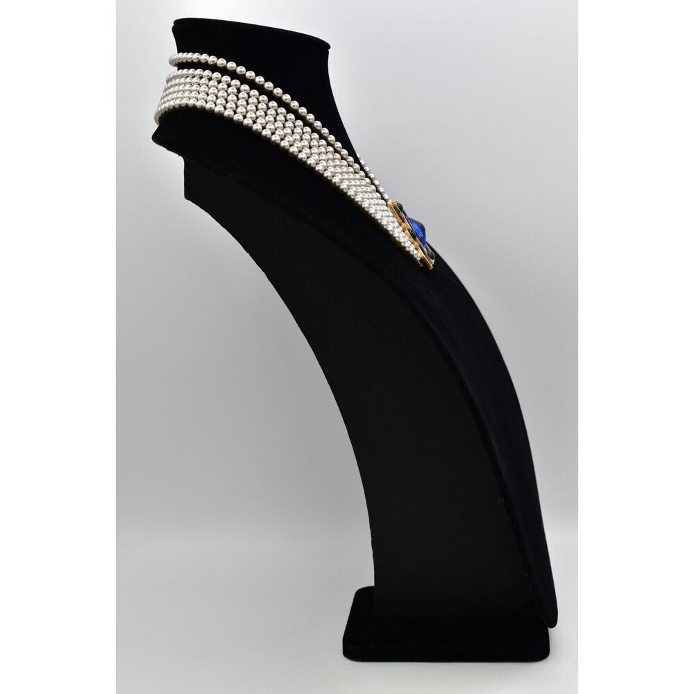 YSL Goosens Vintage Cabochon Necklace Collar Multi-Strand Crystal Signed BinBM - Picture 9 of 16
